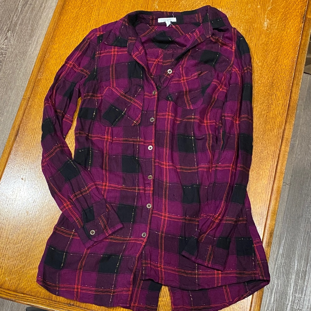 Maurices Purple and Black Button Down Shirt